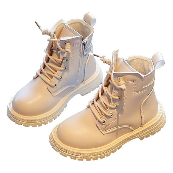 White Kids Winter Boots Designed With Synthetic Leather And Robust Rubber Sole For Playground School And Everyday Comfort