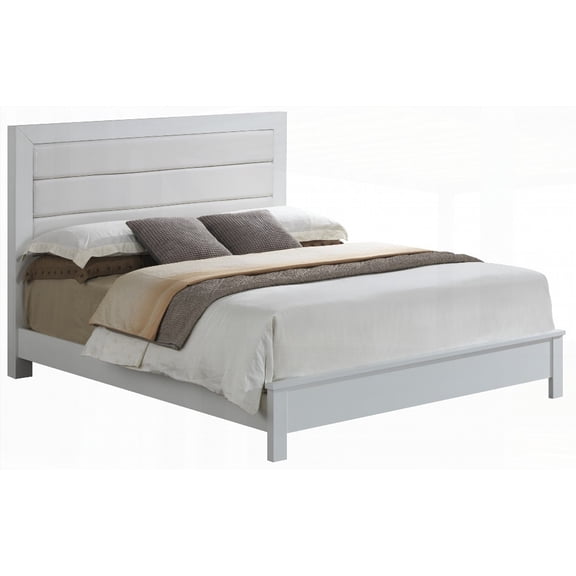 King Size Solid Wood Platform Bed with Sturdy Build and White Finish for Master Bedroom
