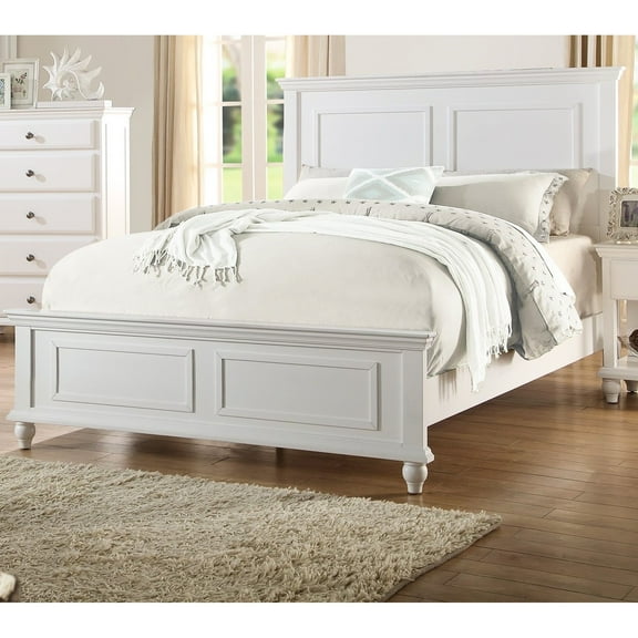White King Size Bed With Striking Headboard And Quality Construction