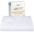 thumbnail image 1 of White King Size Flat Sheet Soft & Durable, 100% Cotton, 400 Thread Count Sateen, Smooth & Breathable Top Sheet Only (Pure White), 1 of 8