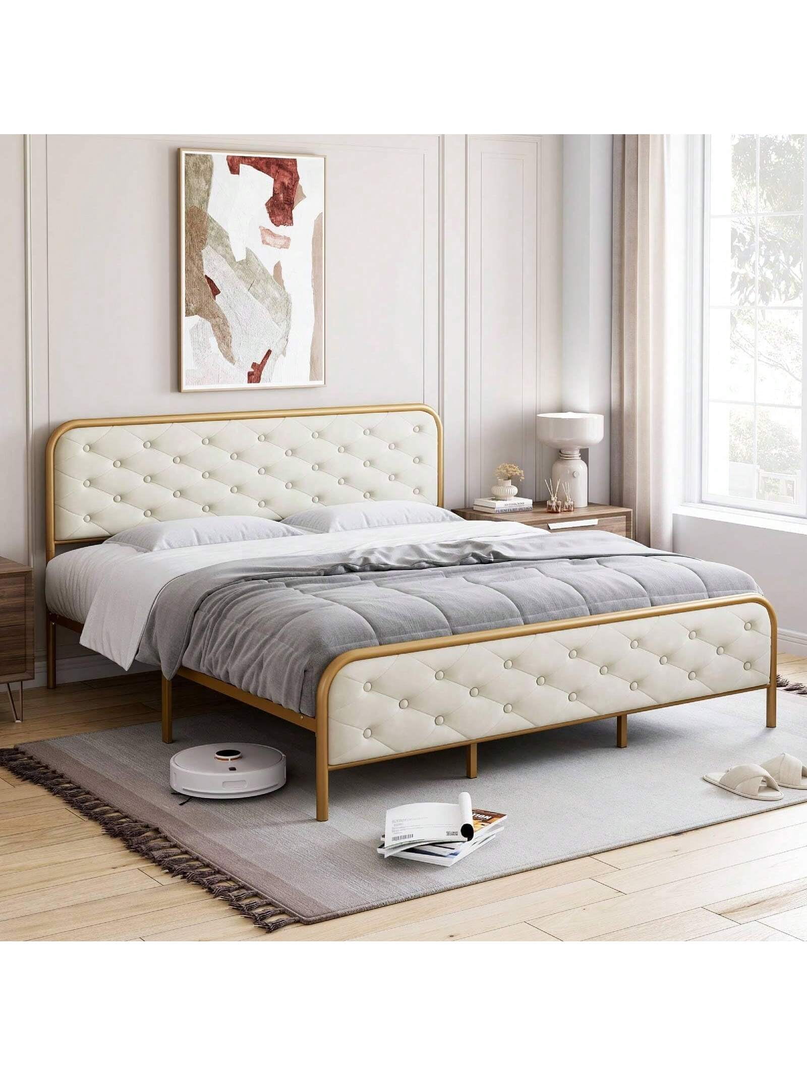 White King size bed 2024 New Full/Queen/King Bed Frame, Luxurious Bed ...