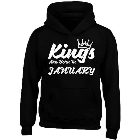White Kings Are Born In January Hoodie Birthday Gift Men's Outfit Color Black Small
