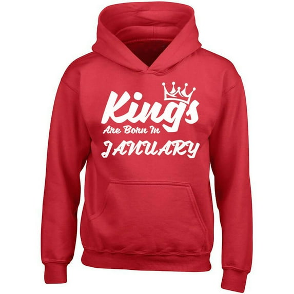 White Kings Are Born In January Hoodie Birthday Gift Men's Outfit Color Red X-Large