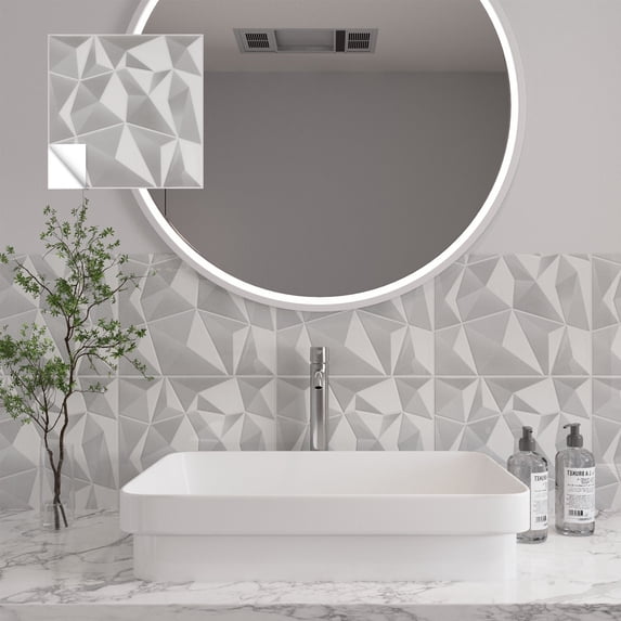 White Kitchen Backsplash Tile 12"x12" Peel and Stick Tile Backsplash