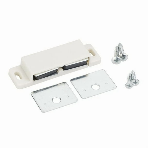 White Kitchen Cabinet Door Double Magnetic Touch Latch & Plate Furniture Catch