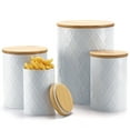 thumbnail image 1 of White Kitchen Canisters Set with Wooden Lids, Airtight Sugar, Flour, Coffee, Cookie Storage Canister Sets for kitchen Countertop, 4 Pack, 1 of 8