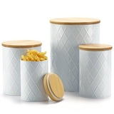 White Kitchen Canisters Set with Wooden Lids, Airtight Food Storage ...