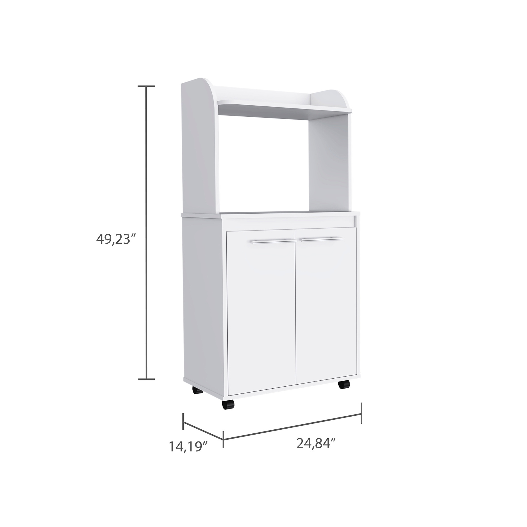 Kitchen Open Shell White Kitchen Cart / Open Shelving, Double - Door Design / Suitable for ...