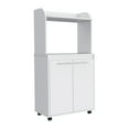 White Kitchen Cart with Open Shelf and Double Door for Small