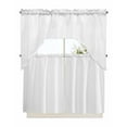 thumbnail image 1 of White Kitchen Curtain and Valance Set 3 Pieces, Rod Pocket Short Tier Curtains 36 Inch Length, Modern Simple White Backdrop Swag Topper Small Window Treatment for Cafe Bathroom Bedroom, 1 of 6