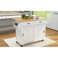 thumbnail image 1 of White Kitchen Island, 4 Smooth Wheels, Concealed Door & Spice Rack, Cart With Hidden Sliding For Privacy, 1 of 6