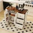 thumbnail image 1 of Kitchen Island Cart with Foldable Tabletop, Mobile Breakfast Bar on Wheels with Wood Top and Storage, 1 of 10