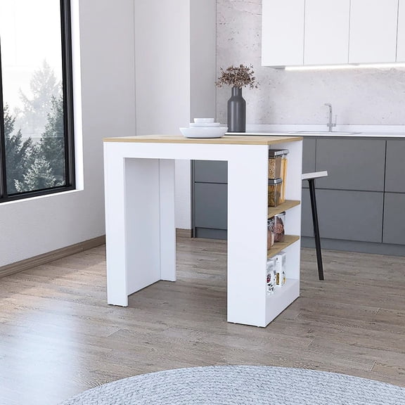 Counter-Height Island Table | Entertain Friends, Family Dining Spot | Manufactured Wood Design | Organizes Kitchen Utensils