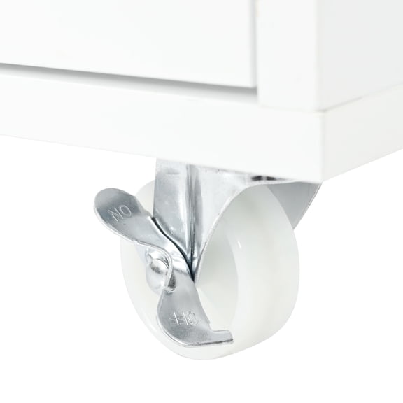 White Kitchen Island On Wheels With Storage And Led Lights - Extended Table, Fluted Glass Door, 2 Open Shelves, Power Socket Modern , White, Practical Solutions