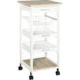 thumbnail image 1 of White Kitchen Island - With Drawer For Cosmetics And Kitchenware Utility Cart Solid Wood Frame Organizing Household Items, 1 of 6