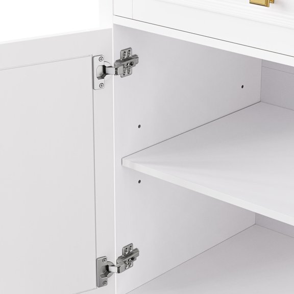White Kitchen Island with Embossed Panel | Drop Leaf for Variable Space | Elegant Kitchen Aesthetic