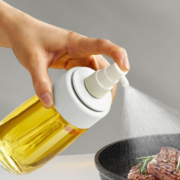 White Kitchen Oil Sprayer, 220ml Cooking Oil Mister Bottle with Atomization Nozzle, Food Safe Dispenser