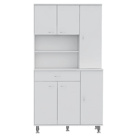 White Kitchen Pantry - Fortify Storage Features With 6 Door Panels, 10 Shelves, And A Large Drawer For Household Essentials Elevate Efficiency Quality Spacious Dishes, Pots, Pans, Sundries
