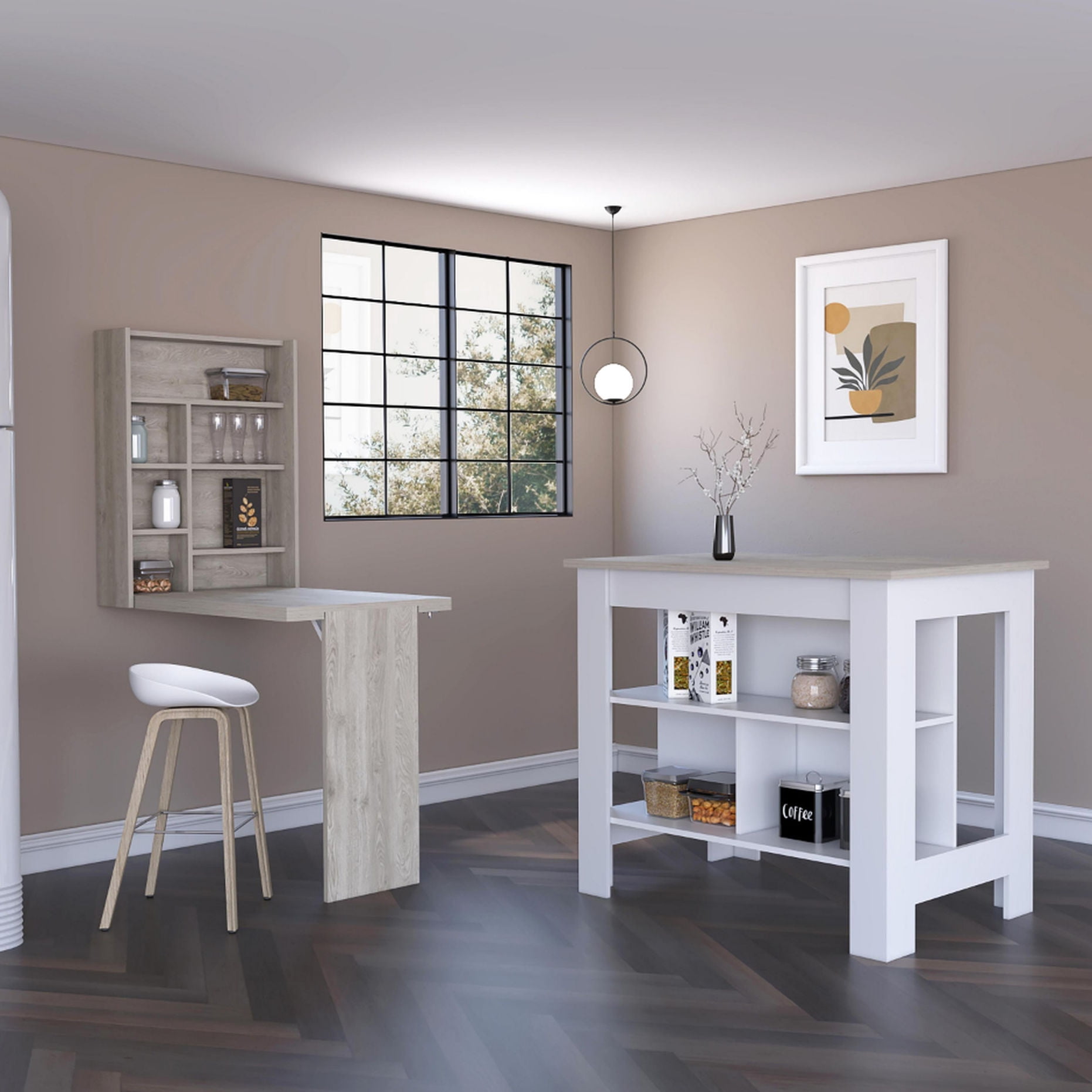 White Kitchen Setup | Ideal for All Kinds of Kitchen Work, Table Can Be ...