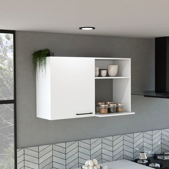 White Kitchen Wall Cabinet With 2 Doors And Shelves, 10.6"x18.5", Particle Board, Versatile For All Home Decor Styles In White, Two Adds Nuance To Storage