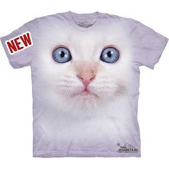 White Kitten Face Adult T-Shirt - 10-3351