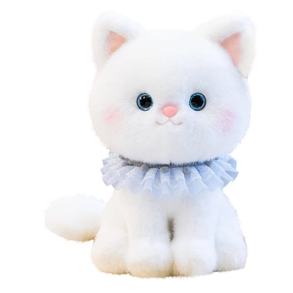 White Kitten Plush Toy 12.6 Inch Soft White Stuffed Cat Cuddly Plush Animal for Snuggling Gift Giving Holiday Decor Single Pack
