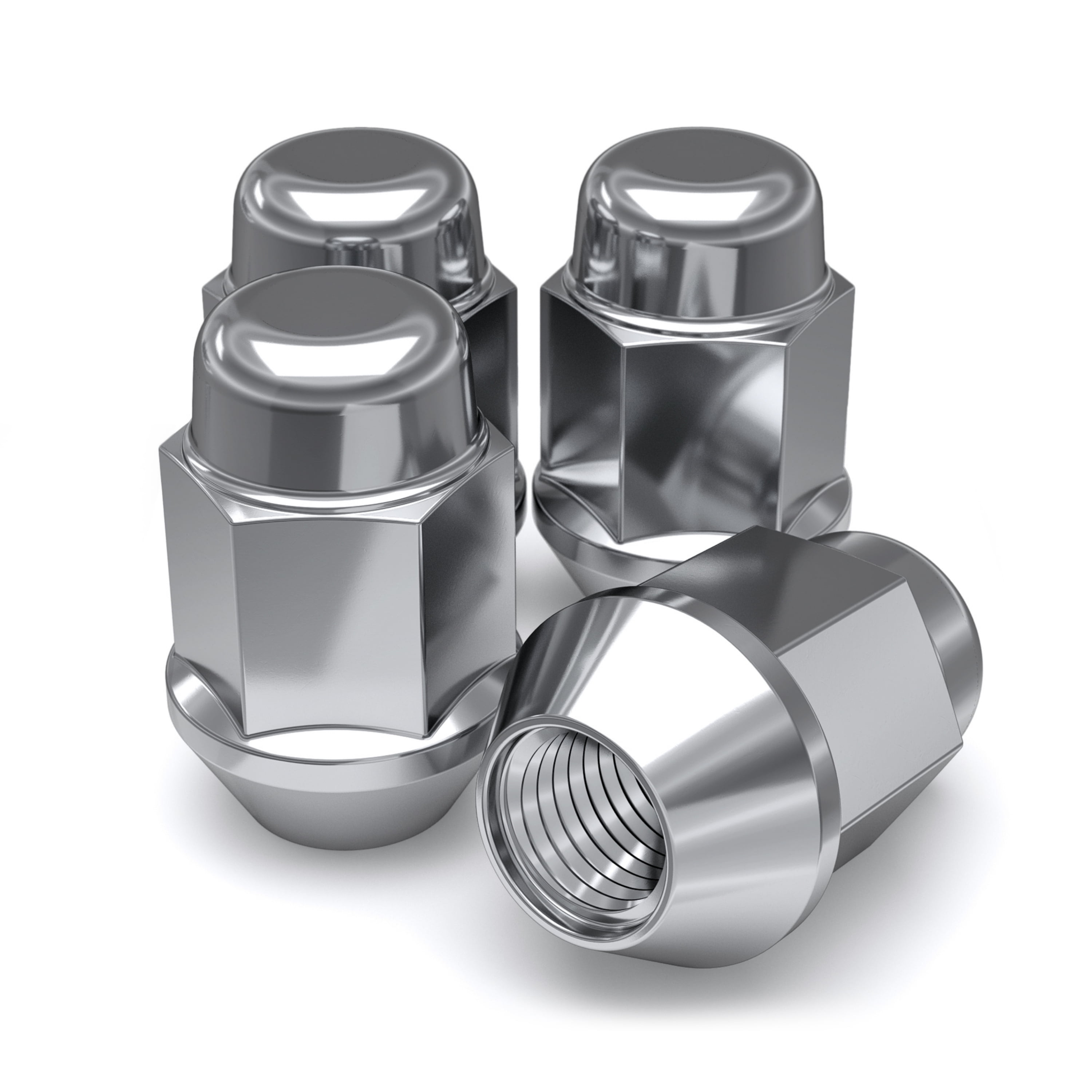 White Knight 911707S Chrome M12 x 1.50 Bulge Acorn Lug Nut, 4 Pack