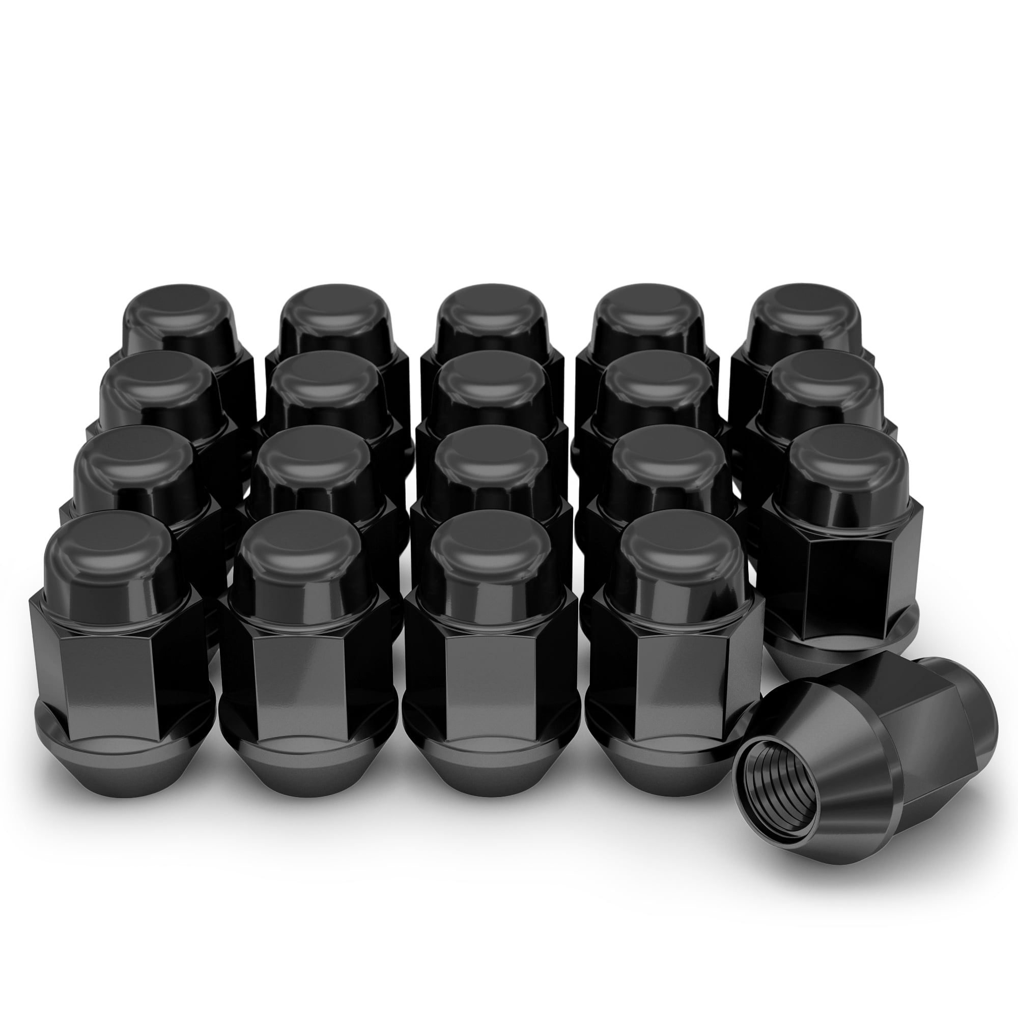 White Knight 951709SBK Black Chrome M14 x 1.50 Bulge Acorn Lug Nut, 20 Pack
