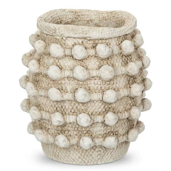 White Knobby Cement Vase Small Textured Knotted Flower Vase Boho Beige Style for Decorative Table Centerpiece Floral Vase for Home Decor Living Room Dining