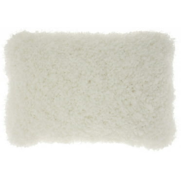 White Knubby Plush Lumbar Throw Pillow