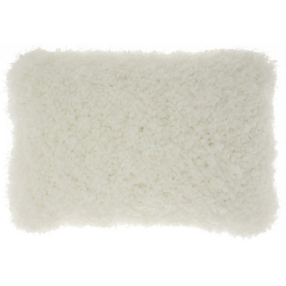 White Knubby Plush Lumbar Throw Pillow