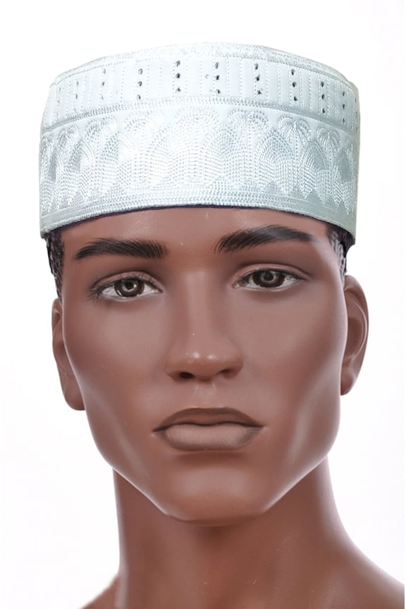 White Kofia Hat African Embroidered Kufi Cap