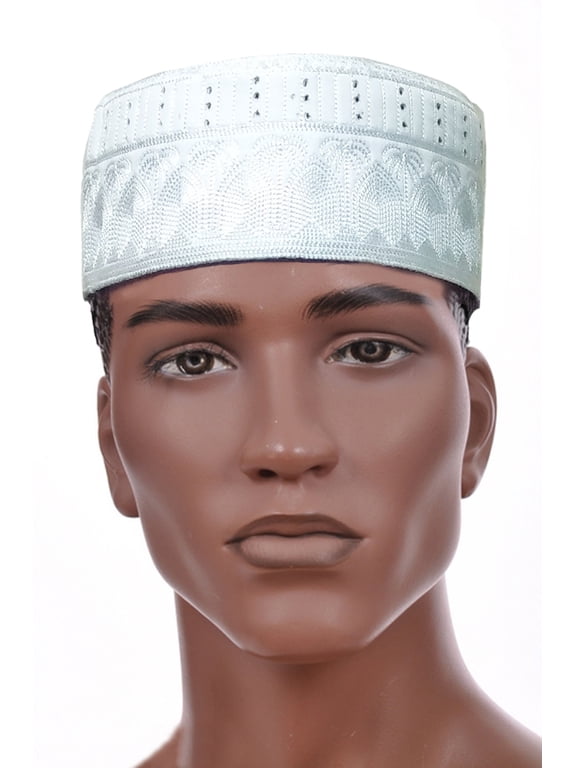 White Kofia Hat African Embroidered Kufi Cap