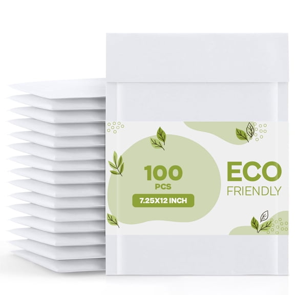 MMBM #1 White Kraft Bubble Mailers 7.25" x 12" Tamperproof Cushioned Mailers for Packaging and Shipping 100 Pack