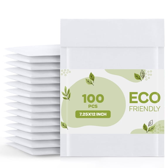 MMBM #1 White Kraft Bubble Mailers 7.25" x 12" Tamperproof Cushioned Mailers for Packaging and Shipping 100 Pack