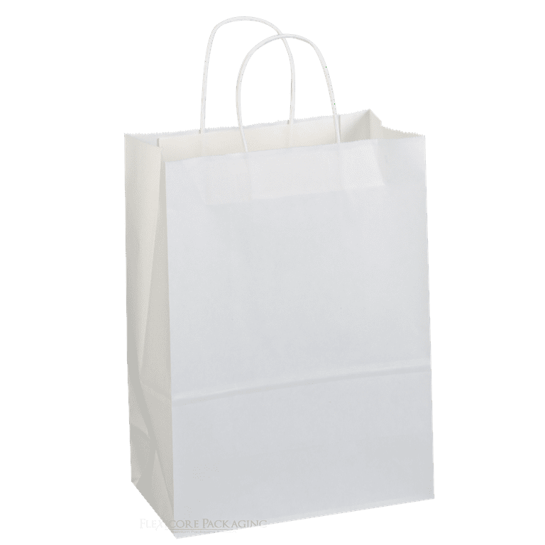 White Paper Shopping Bags - 10 x 5 x 13, Debbie