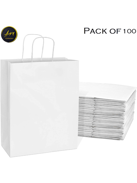 White Kraft Paper Bags 8"x4.75"x10.25" 100 CT