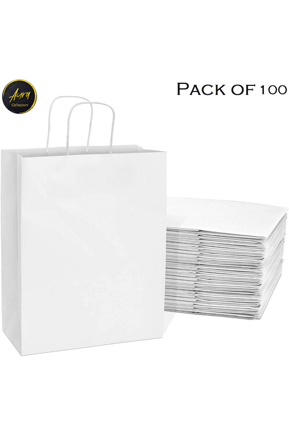 White Kraft Paper Bags 8"x4.75"x10.25" 100 CT