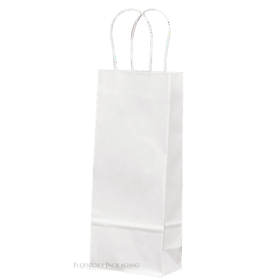 White Kraft Paper Wine Bottle Bags, 5.25"x3.5"x13", 50ct