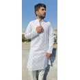 thumbnail image 1 of White Kurta Sherwani 100% Pure Georgette Mirror Work Embroidered Kurta Pajama For Men Chikankari Kurta Pajama For Made To Order, 1 of 2