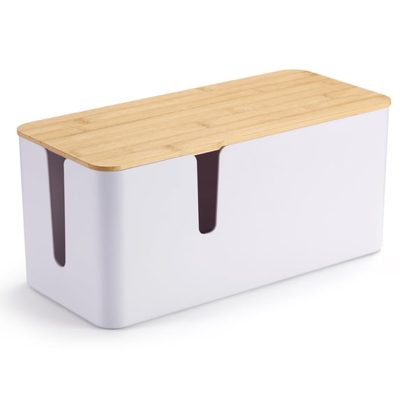 White L Size Cable Management Storage Chest For TV, Computer And Desk
