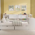 thumbnail image 1 of White L-shape Daybed With Thoughtful Storage, Twin Bed Built-in Desk & Bookcase Rich Storage Options, Multi-functional Shelf, 1 of 7