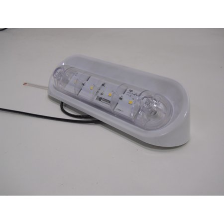 White LED 12V RV Camper Trailer Porch Light / Angled White Base / On Off Switch
