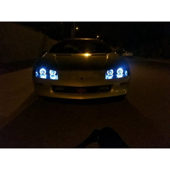 White LED Angel Eye Halo Head Lights Lamps for 1993-1997 Chevrolet Camaro