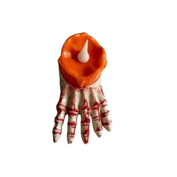 White LED Candle Foot Light Halloween Night Light, Safe Flameless Atmosphere Lamp for Party Scene Layout Decor Props（B）