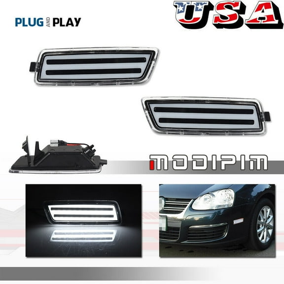 White LED Clear Lens Front Side Marker Signal Light for for VW MK5 Golf/GTI Jetta -