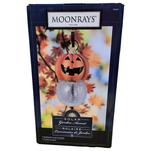 White LED Cracked Glass Globe Style Pumpkin Pathway Marker Solar Light