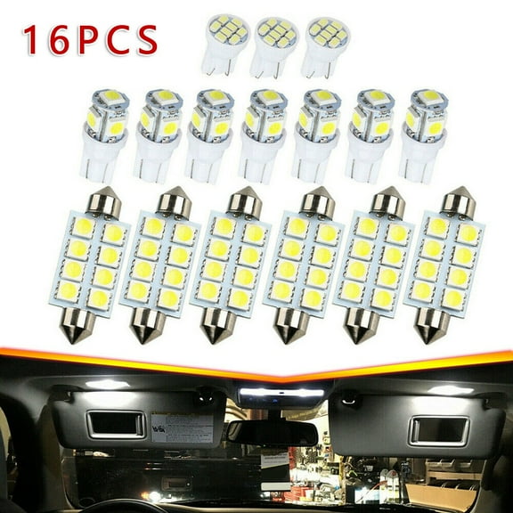 White LED Dome Light Kit for Compatible Vehicles 2004-2012, 16 Pieces
