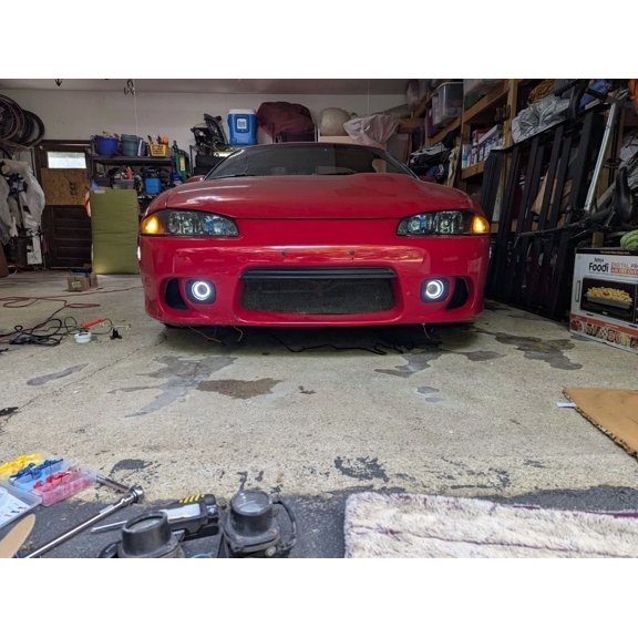White LED Halo Fog Lamps Light Kit For 1995-1999 Mitsubishi Eclipse