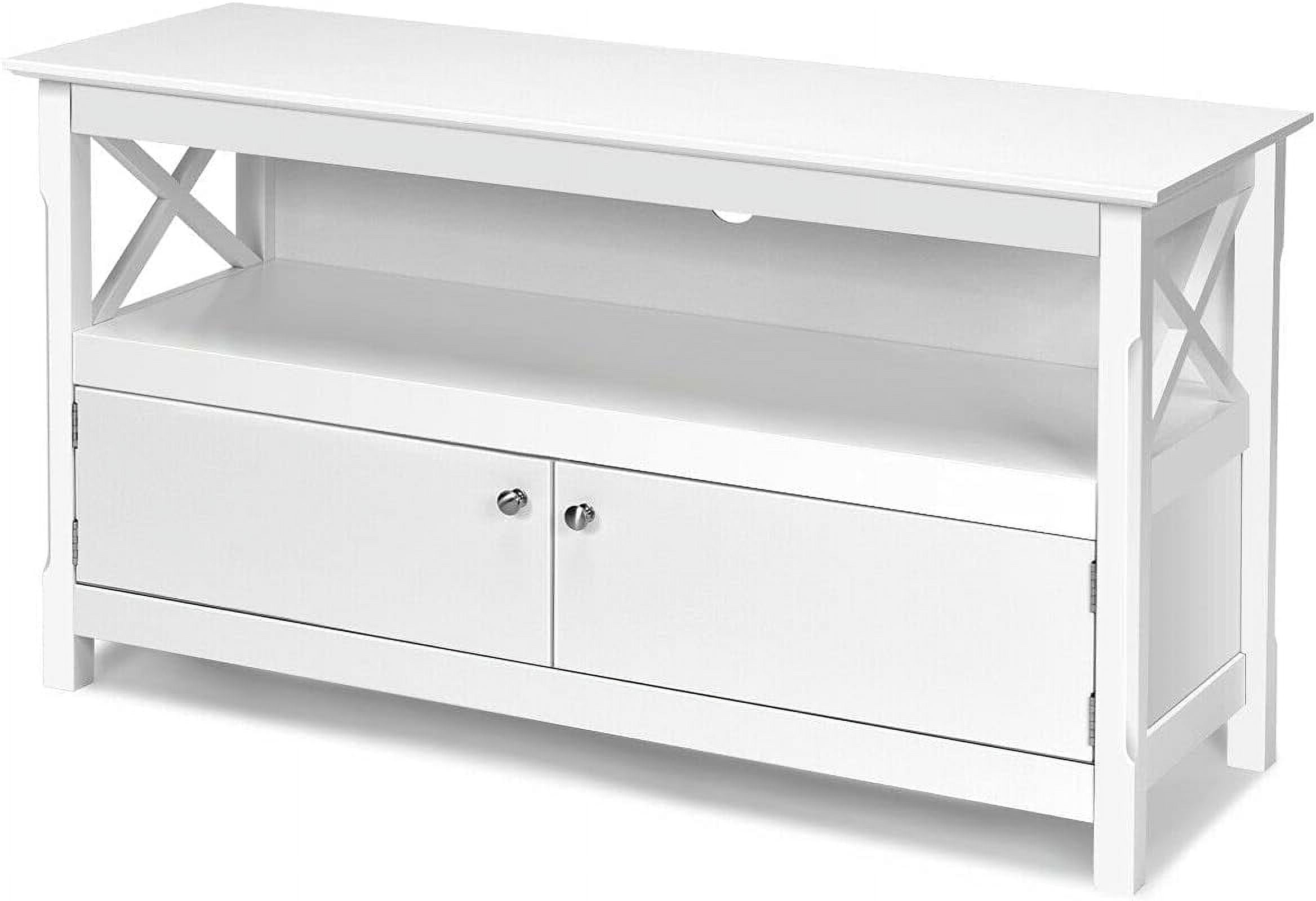 White LED LCD Plasma Smart TV Stand Unit Entertainment Media Console